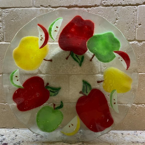 Vintage Andra DuRee Martin Fused Glass Apple Bowl - Picture 1 of 12